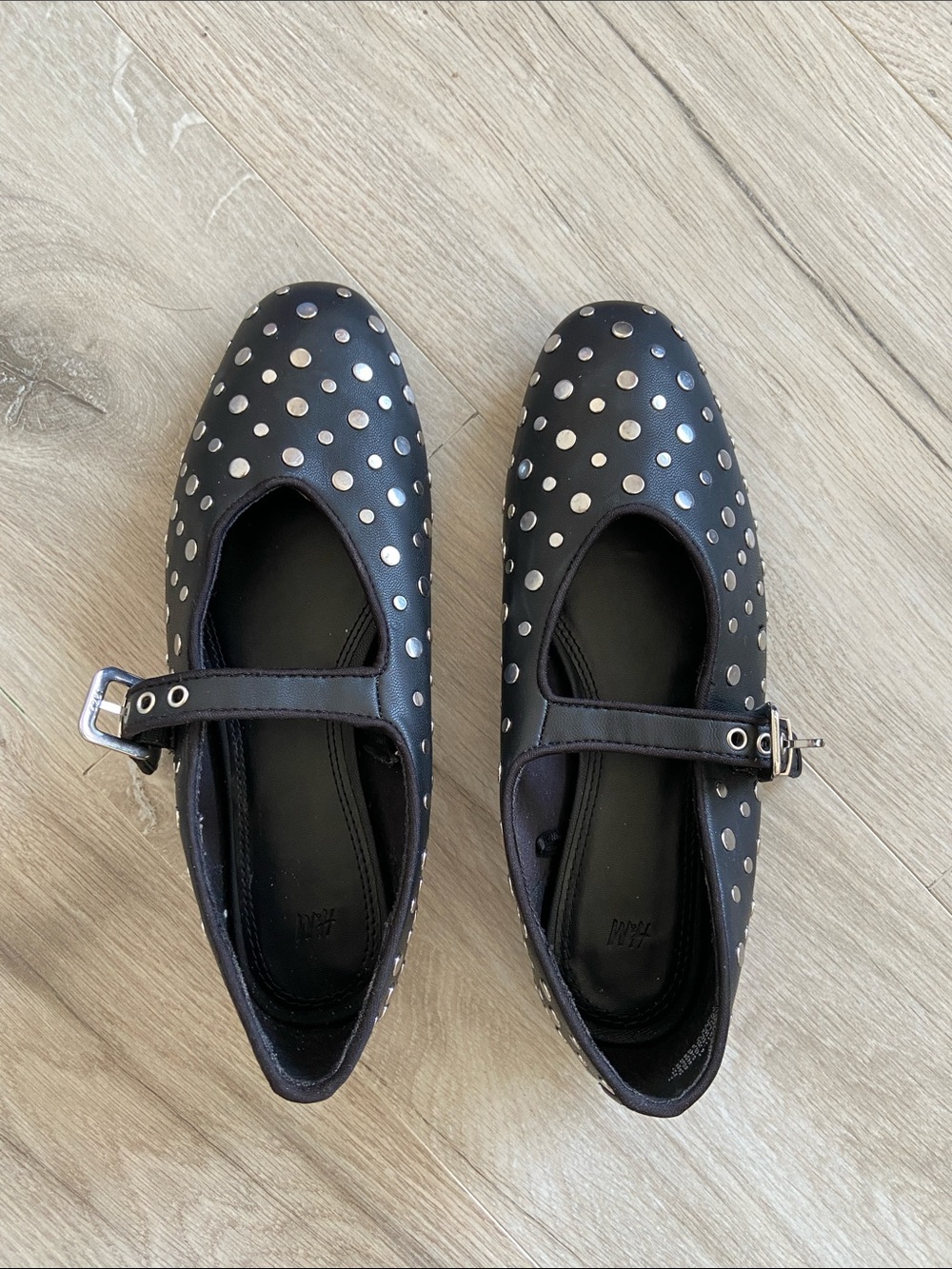 H&M Black Studded Mary Jane Flats